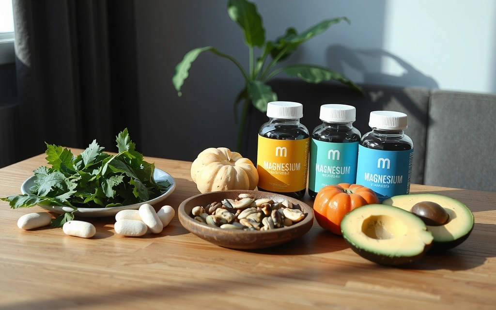 Magnesium supplements and muscle recovery foods like leafy greens and nuts
